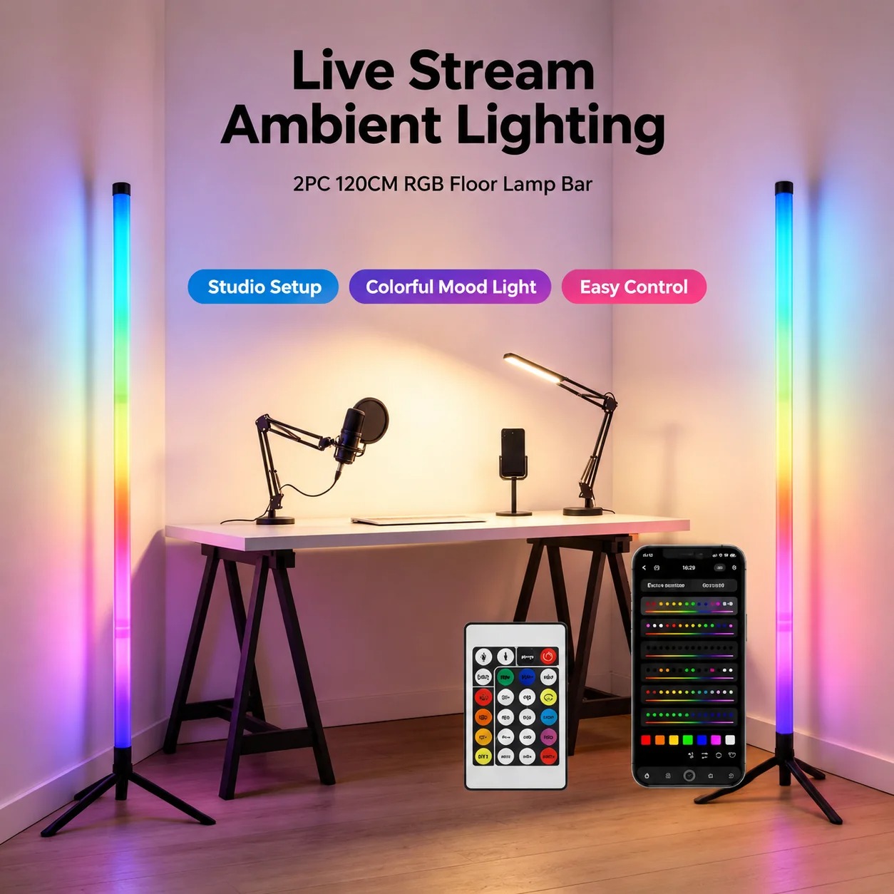 2 Adet 120CM RGB Yer Lambası,  - Gaming Esports Esports incelemesi ve fiyatı
