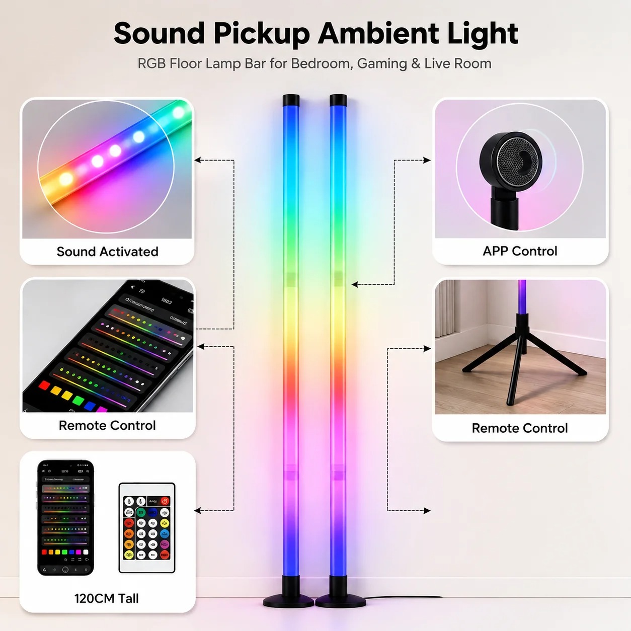 2 Adet 120CM RGB Yer Lambası,  - Gaming Esports Esports incelemesi ve fiyatı
